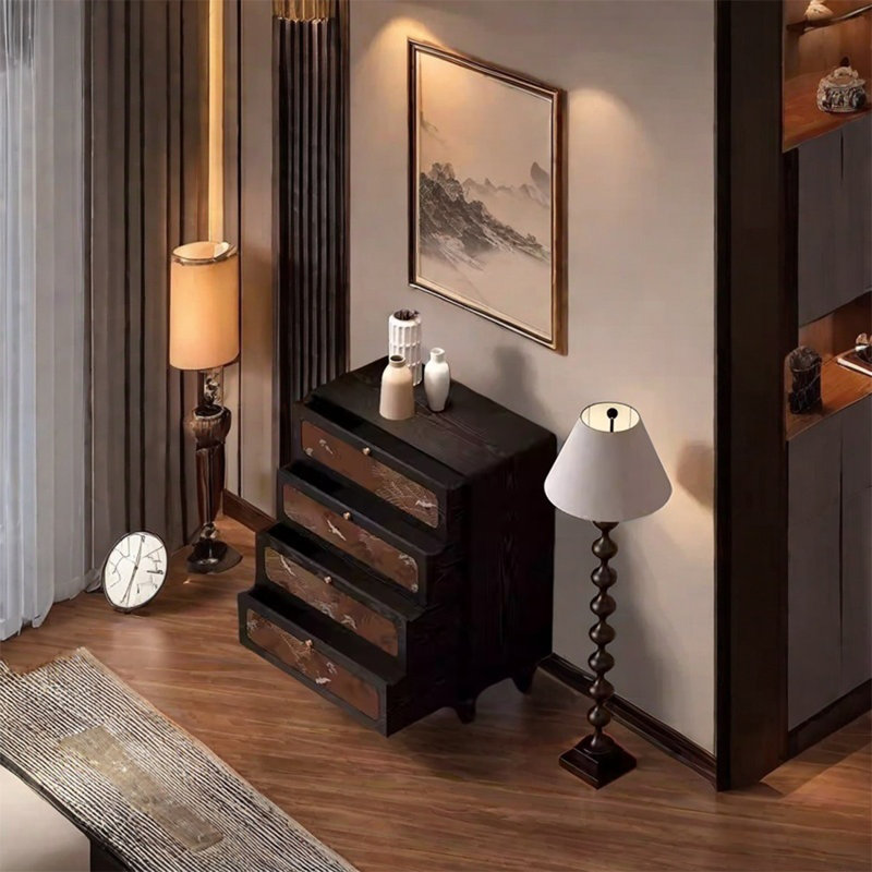 Armoire de rangement à tiroir avec poignées en laiton