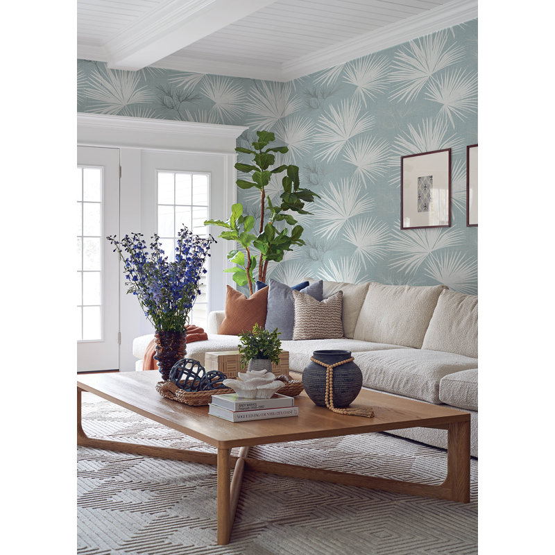 Hatteras Palms Wallpaper, Blue
