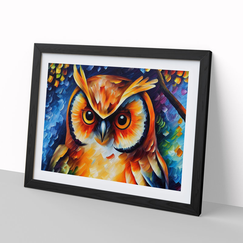 Long Eared Owl Vol.1 Abstract - Single Picture Frame Print, Black, 46cm H x 64cm W
