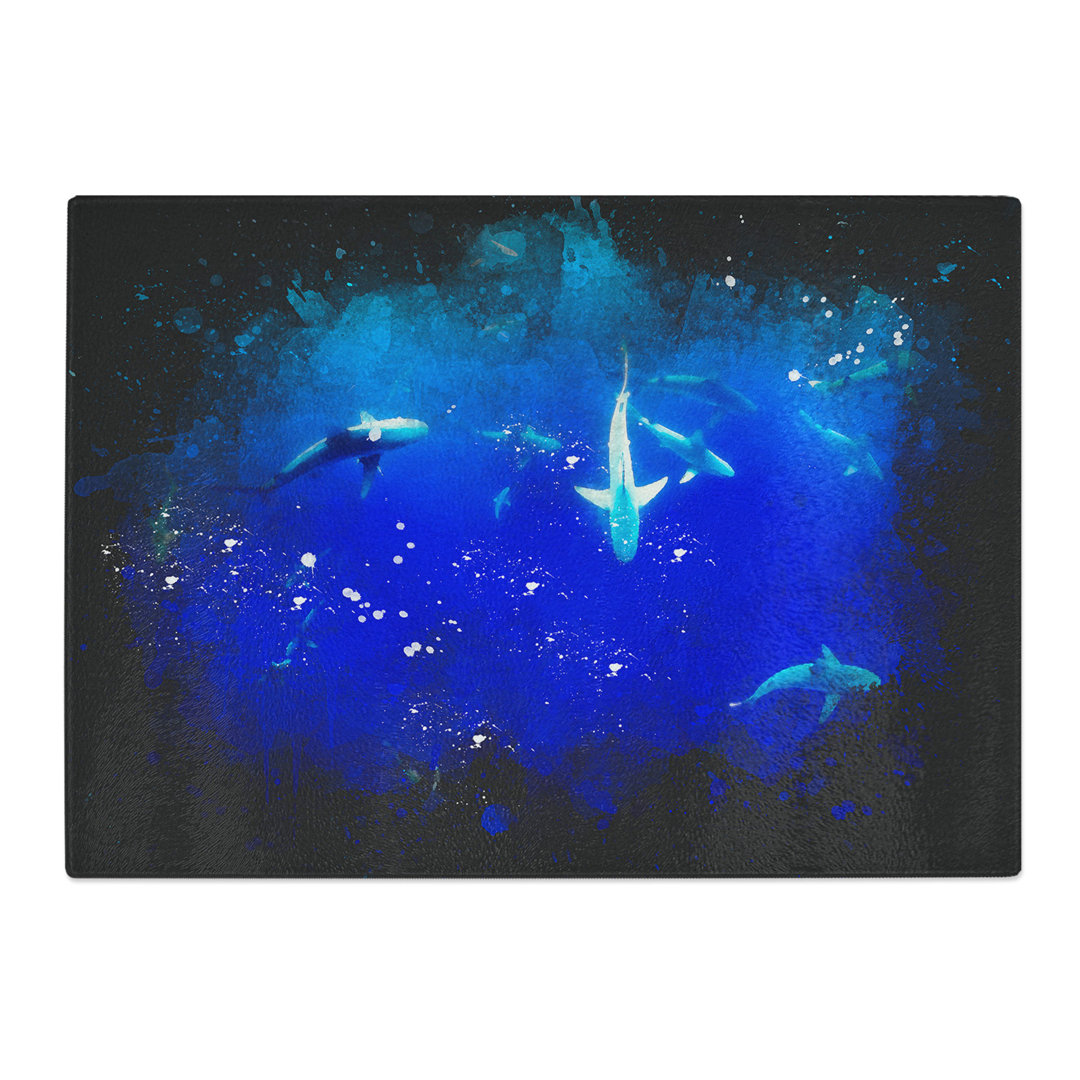 Tempered Glass Oahu Sharks Chopping Board