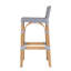Tabouret de bar à dossier bas en rotin de 30 po de hauteur Estella, gris et blanc-836956-836953