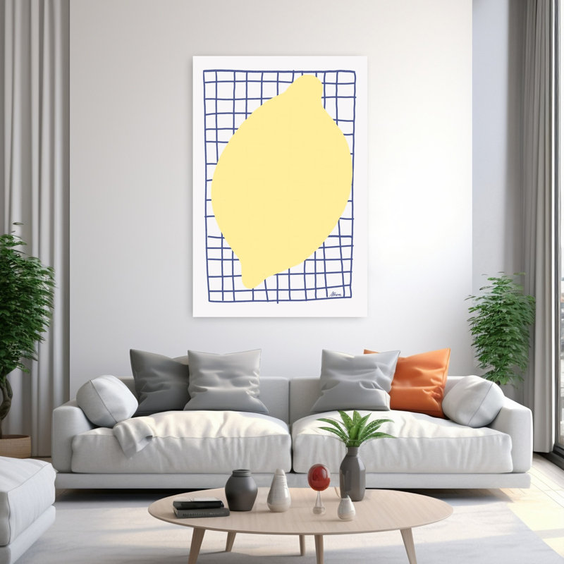 «Big Lemon», art moderne abstrait de fruits d'été, H 60 po x l 40 po
