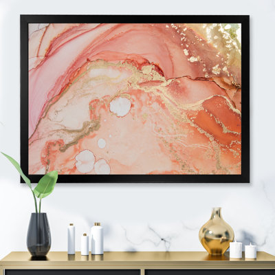 Art liquide, ondulations en or et orange - reproduction d'art moderne sur toile