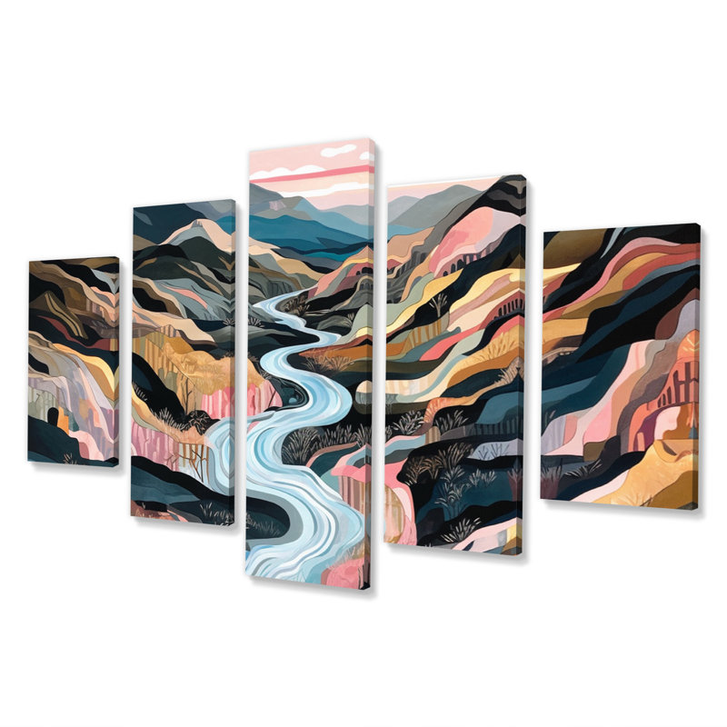 Gulnaj - impression sur toile de paysage abstrait - 5 panneaux