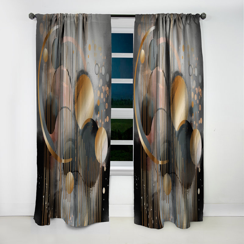 Abstract Shapes And Lines III - Abstract Marble Curtain - Blackout Marble Curtain - 1 Panels, 52" W x 84" L