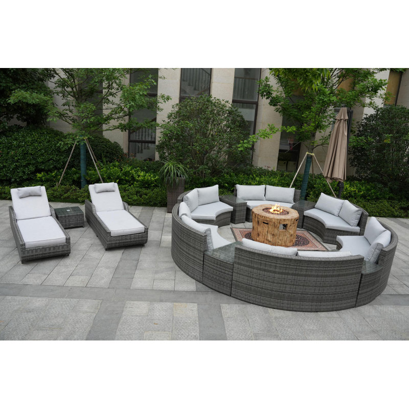 Ensemble de conversation pour 14 personnes avec coussins Feicien Wicker / Rattan