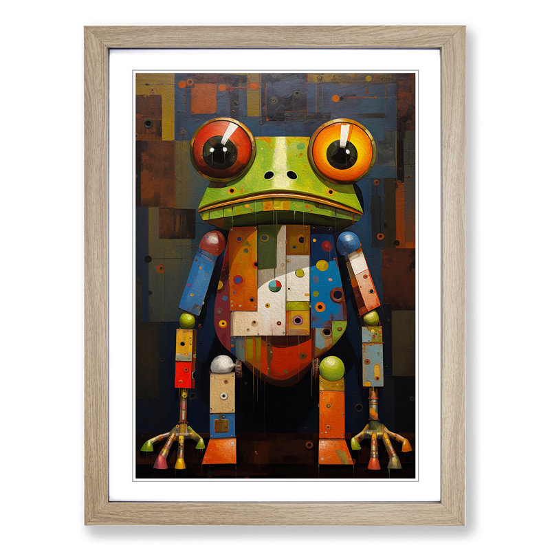 Frog Constructivism No.3 - Framed Print, 64cm H x 46cm W, Oak Framed