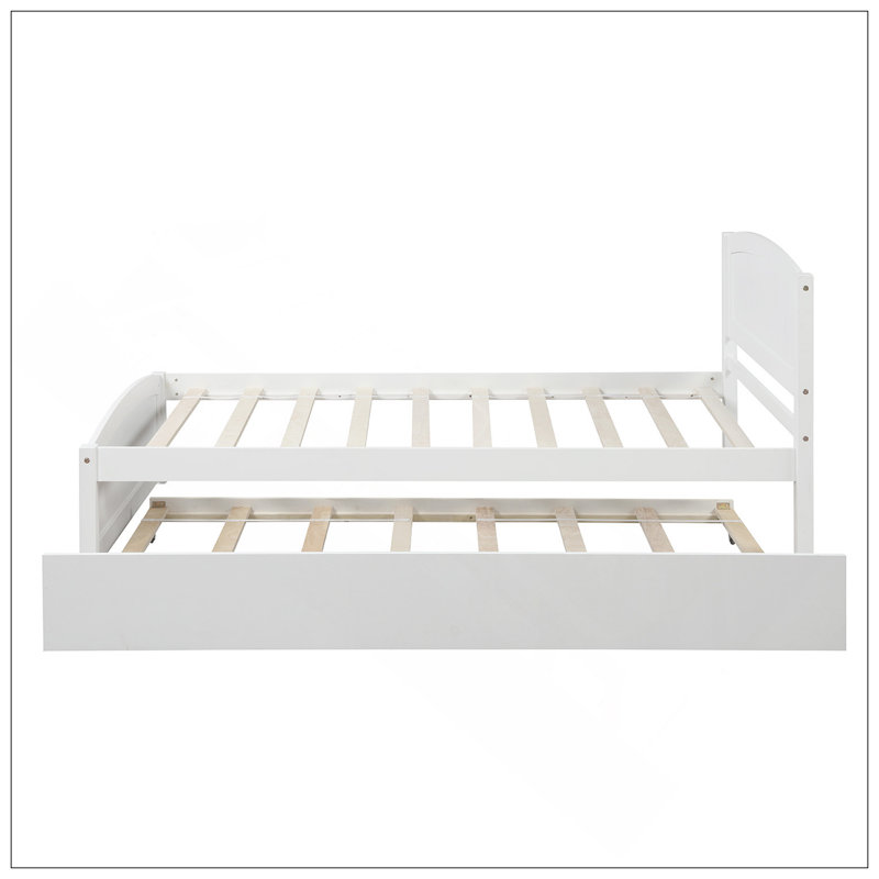 Lit plateforme simple avec lit gigogne, Blanc