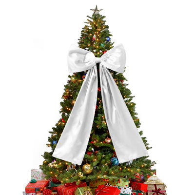 117cm Extra Large Red Bow Christmas Tree Topper Red Ribbon Satin Bow With Long Streamers For Home Holiday Decoration Red 120cm