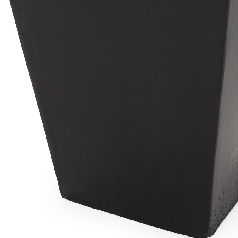 Lightweight Concrete Tapered Plant Container For Gardens - 12.74L X 12.74W 28.5H Black Magnesium Oxide No Assembly Outdoor Basin Oxide, Needed