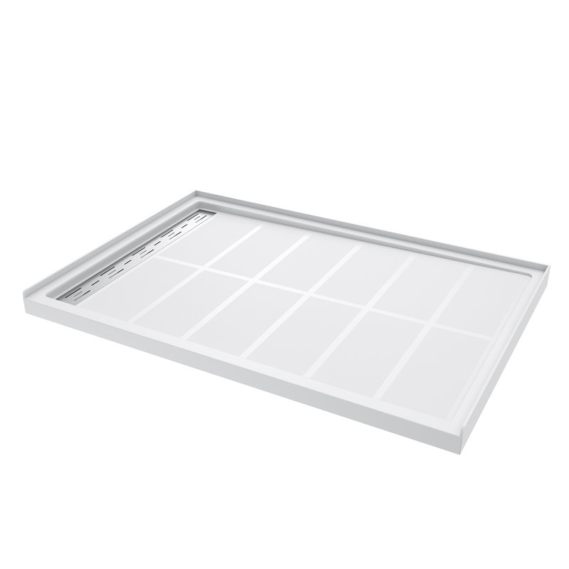 48" W x 32" D x 4" H Shower Base with Single Threshold Anti-Slip Acrylic Shower Pan White, Left