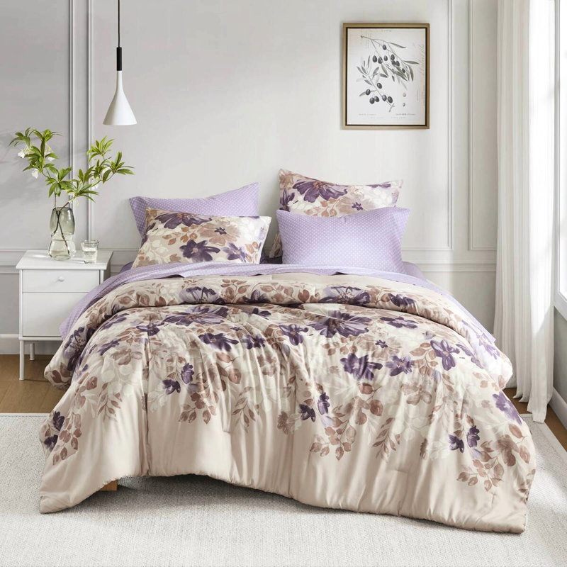 Literie 100% taupe - édredon, draps, taies d'oreiller pour lit en microfibre brossée