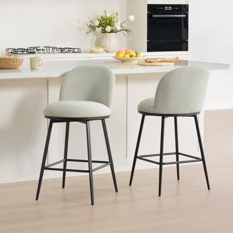 Aura 26'' Upholstered Swivel Counter Stool, Light, 2