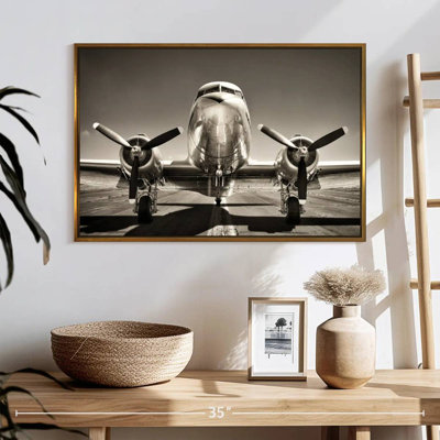 Avion rétro noir et blanc