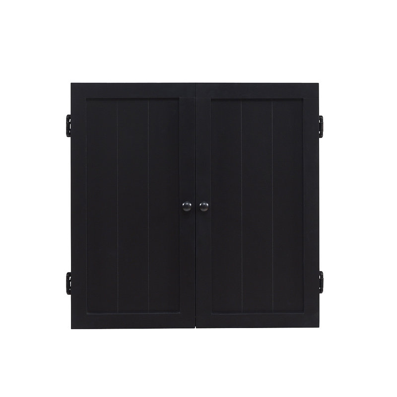 American Heritage Vienna Dartboard Cabinet Set - Solid Wood Black Finish with Steel Tip Darts, Scoreboard & Built-In Storage
