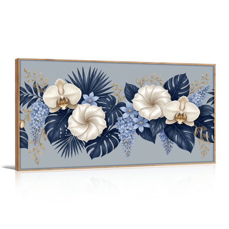 Ensemble de 1 tableau sur toile à motif floral, 40“W x 20”H, Natural