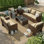 Ensemble de mobilier de patio avec housse et deux tables