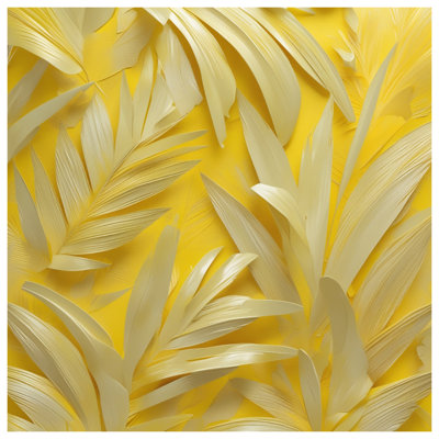 Tapisserie murale feuilles de palmier jaune - décoration murale palmier