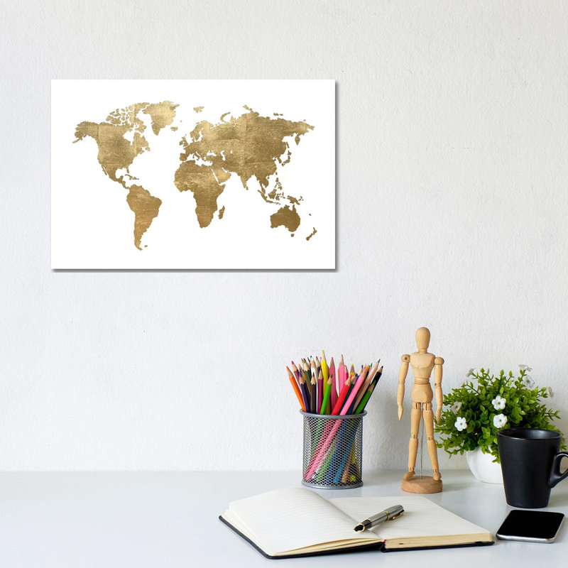 Glam World Map by Heather Offord - Wrapped Canvas Print, 20.32cm H x 30.48cm W x 1.905cm D