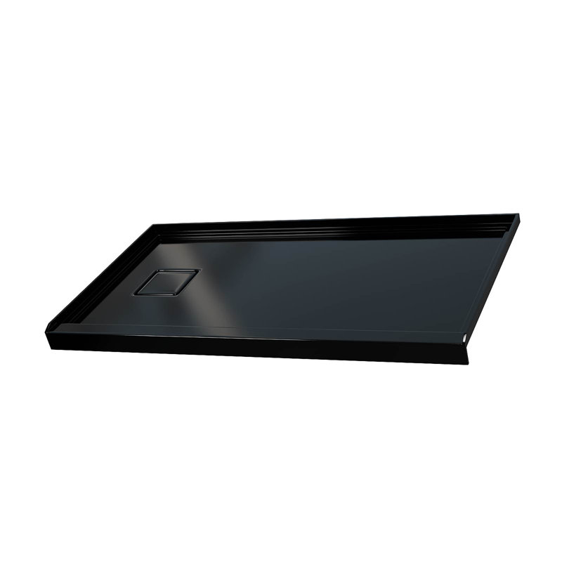 Base de douche moderne antidérapante à finition marbrée avec seuil plus large, H 60 po x l 32 po x P 3,6 po, Lustre noir
