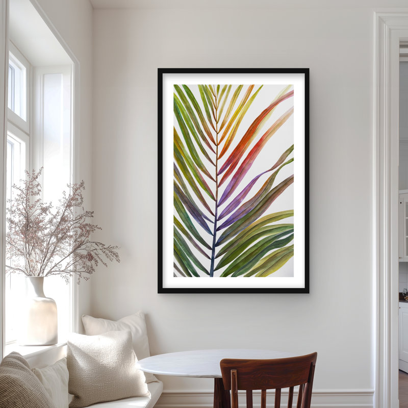Aquarelle feuille de palmier tropical | Décoration botanique encadrée