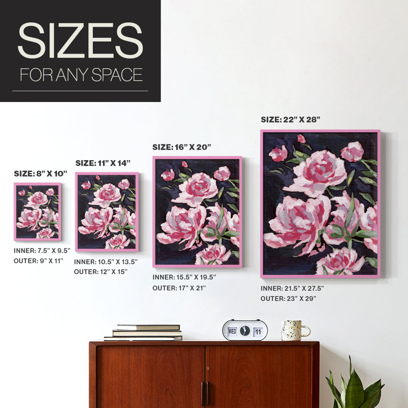 Meer Rosa II, reproduction encadrée - bois massif, Rose, H 21 po x l 17 po
