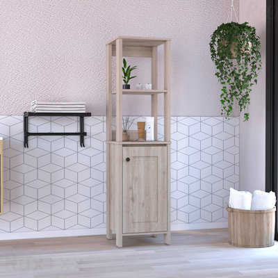 Clair Linen Cabinet, Two Interior Shelves, Two Open Shelves, Single Door