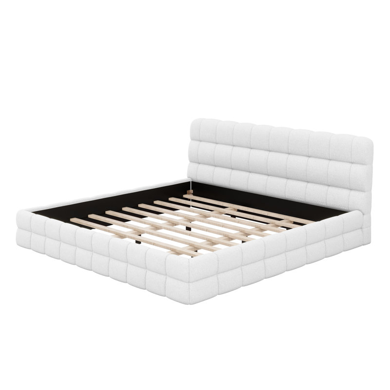 Lit tapissier Boucle, Blanc