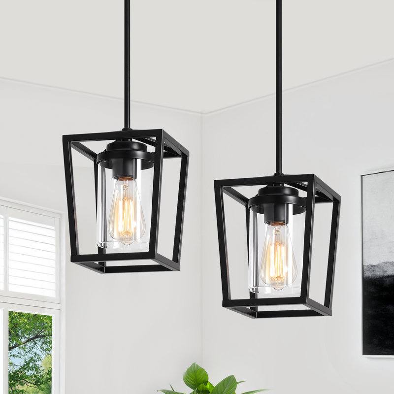 1 - Light Lantern Kitchen Island Pendant Lights with Clear Glass Shade