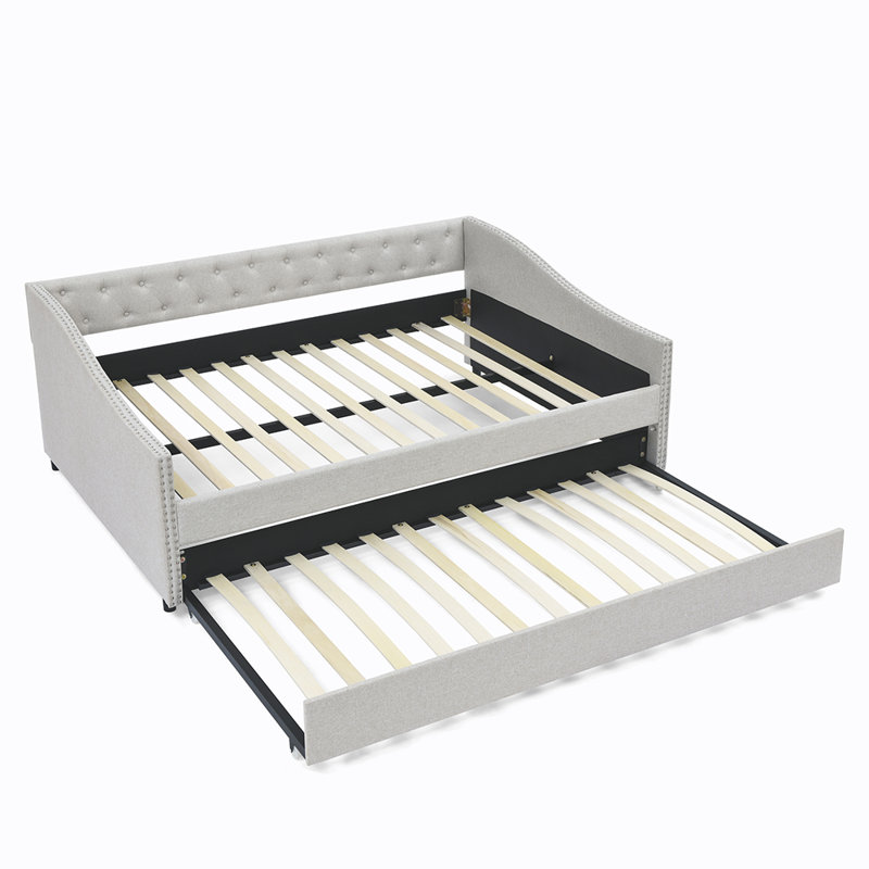 Lit tapissier Janalle, Beige, Double TG