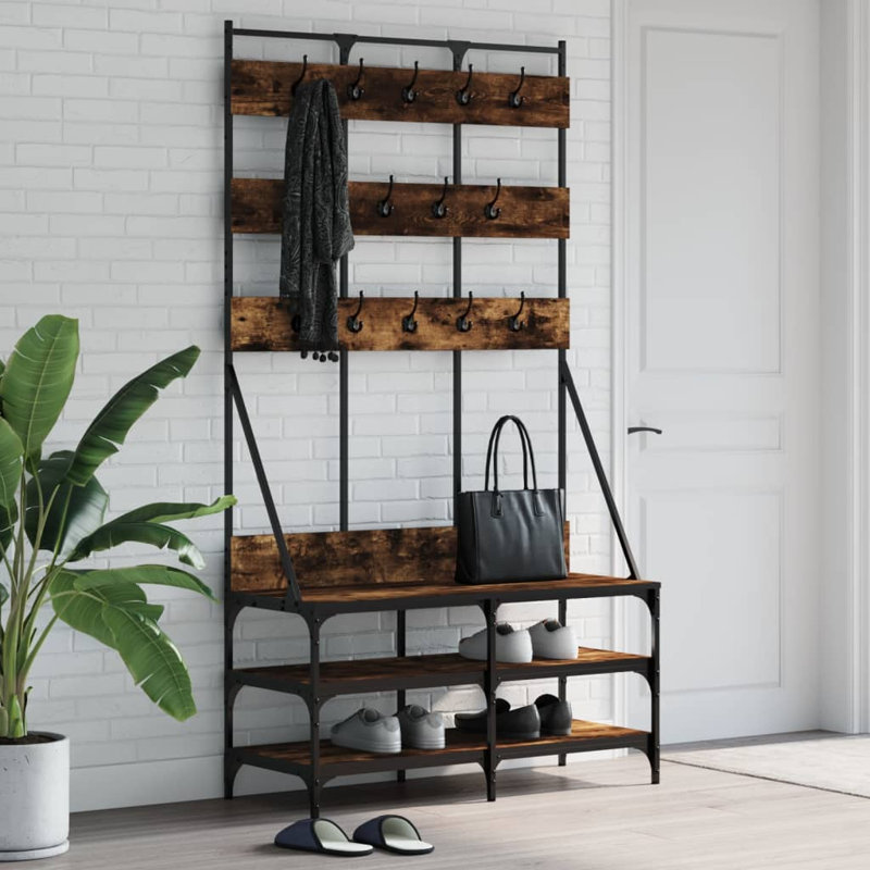 Amileigh 100 cm Clothes Rack, Smoked Oak/Black