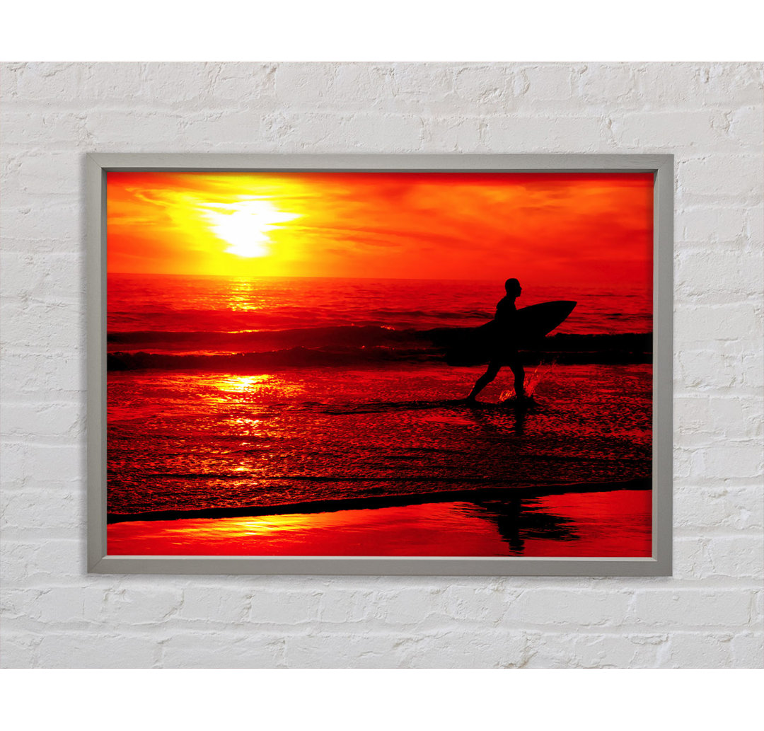 Surfer Atemberaubend Orange Ozean - Druck