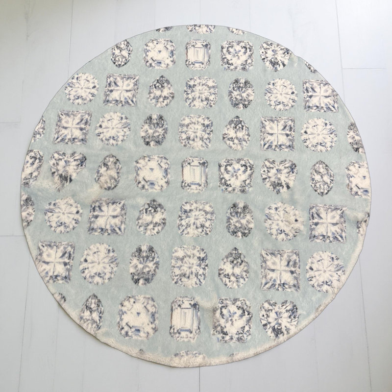 Geometric Area Rug, Round 8', Dove