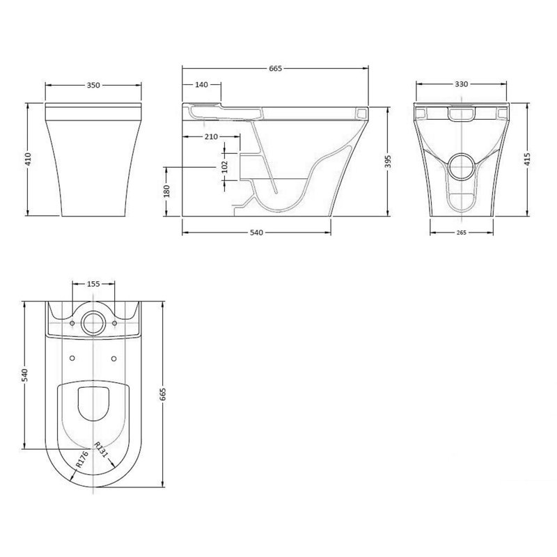 Nuie 6L LPF Round Close Coupled Toilets (Seat Not Included)