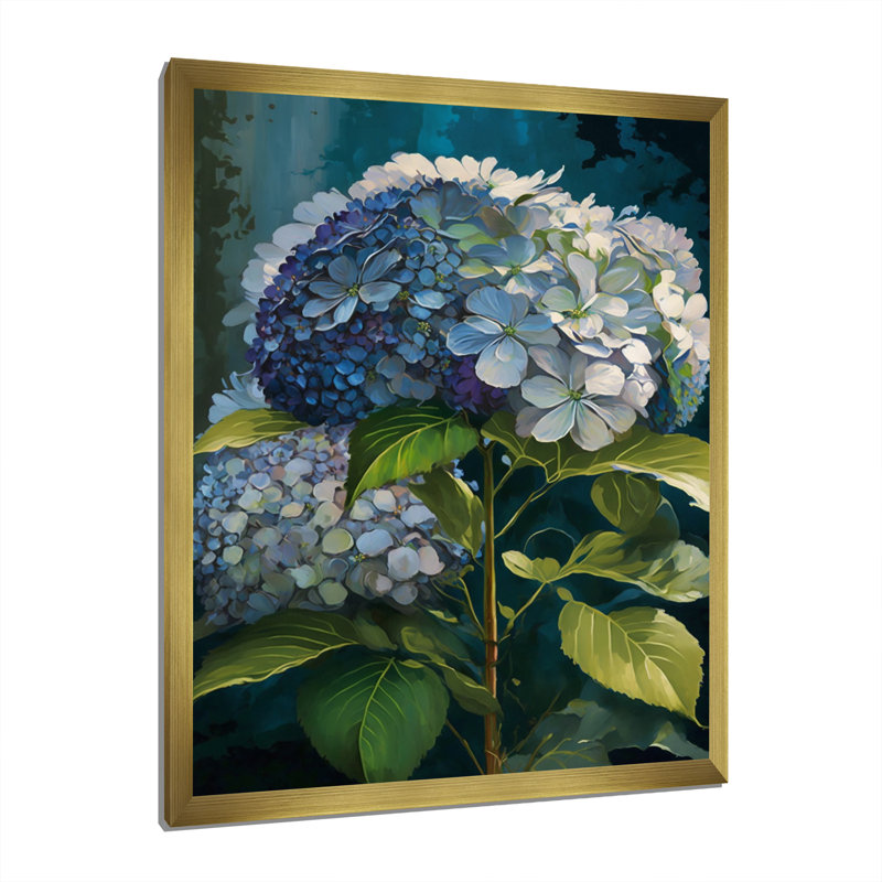 Hydrangea Bouquet Retro Illustration, reproduction d'art encadrée sur toile, H 44 po x l 34 po x P 1,5 po