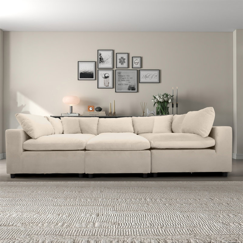 Canapé modulaire en velours Hayward