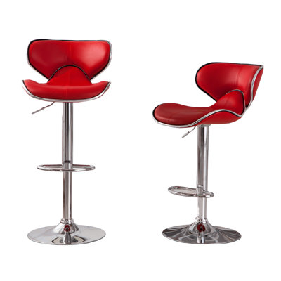 Masaccio Upholstery Airlift Adjustable Swivel Barstool with Chrome Base, Set of 2