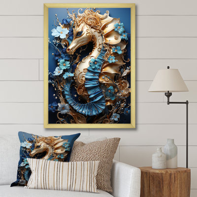 «Sapphire Seahorse Delicate Drips I», reproduction sur toile