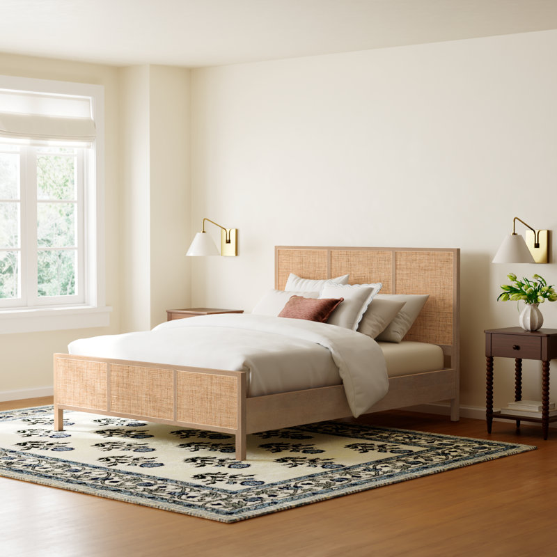 Nellie Cane Bed, Queen, Natural