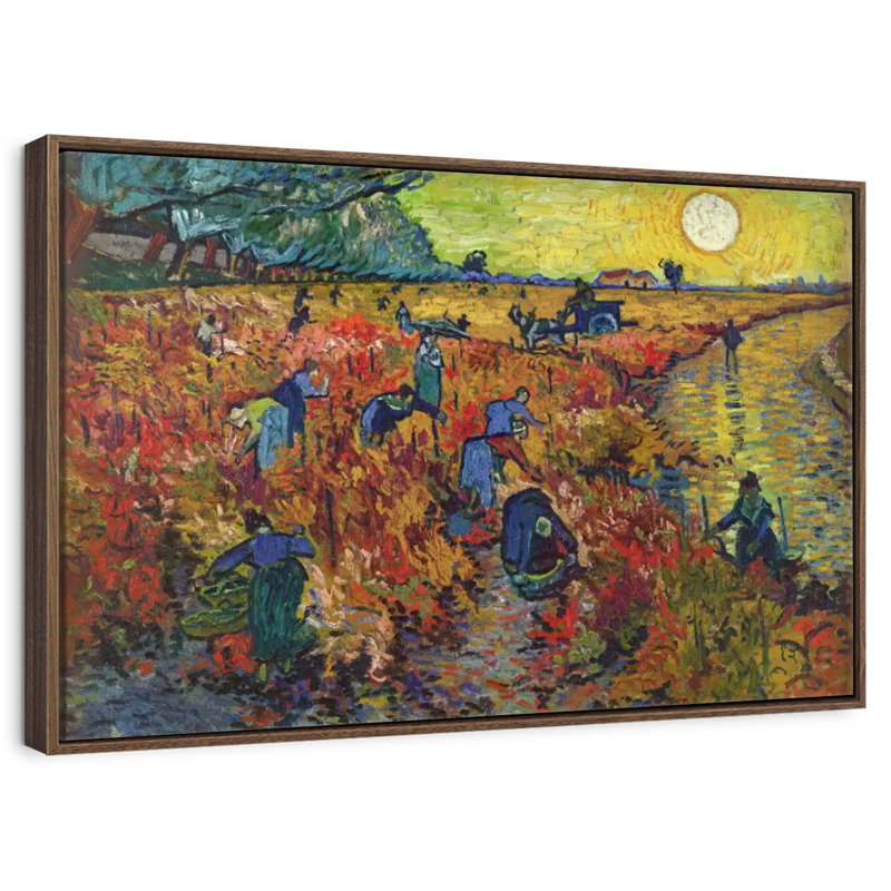 Vignes rouges à Arles, 19 po x 13 po, Cadre flottant noyer