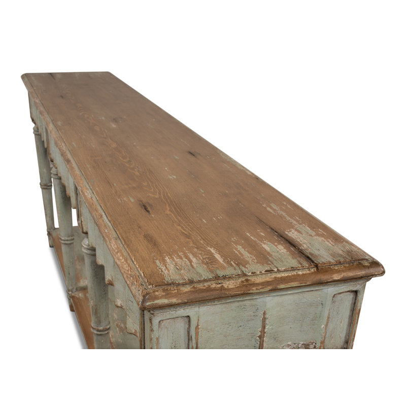 Chantal 93'' W Solid Wood Console Table, Natural Pine/Sage