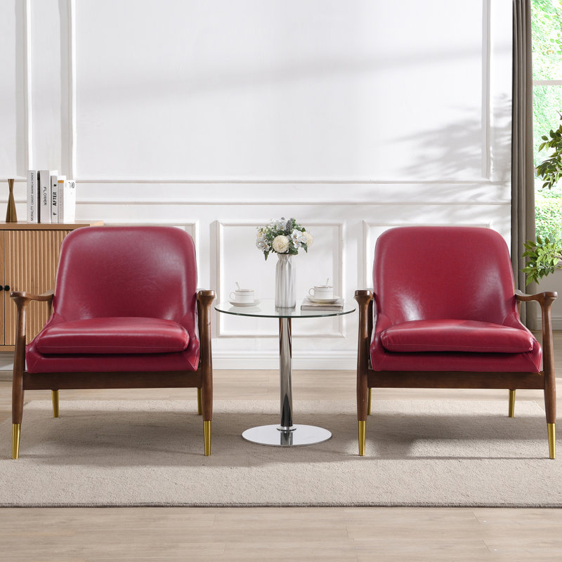 Fauteuil à oreilles de 29 po de large, Similicuir rouge, 2