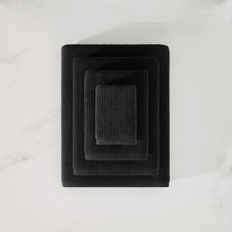 Egyptian Cotton Ribbed Towels, Bath Sheet, Carbon