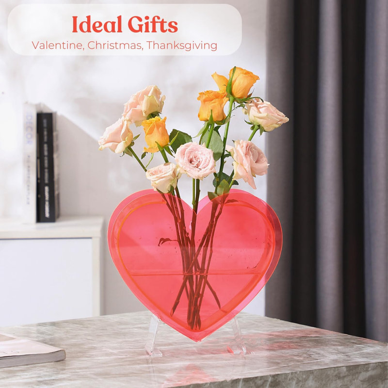 Vase de table Quantre, Transparent / rose / rouge