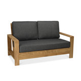 Soho 59" Wide Outdoor Teak Reversible Loveseat with Dusk Cushions