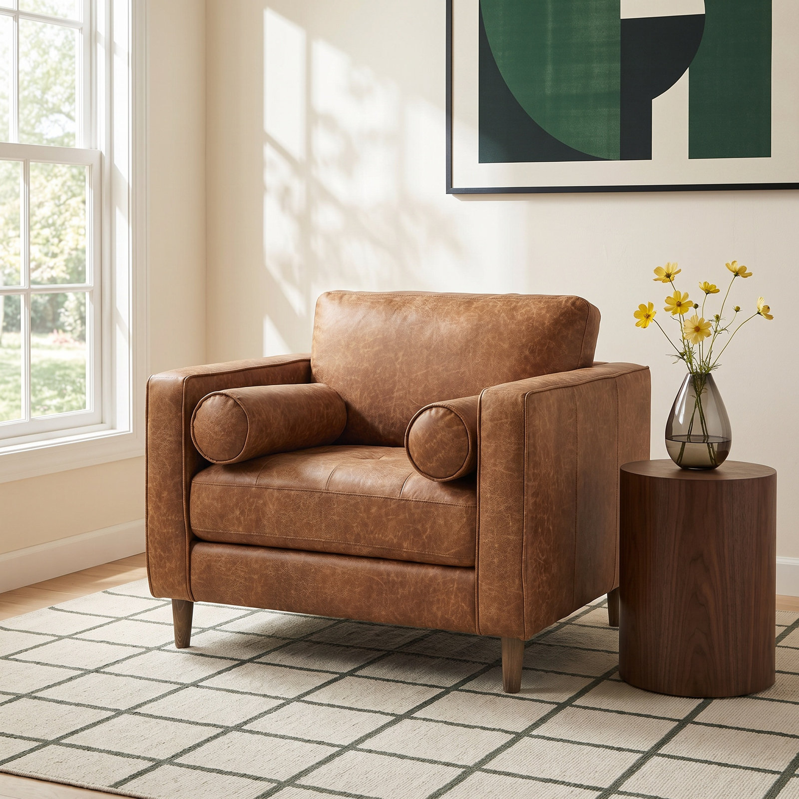 Stephon Armchair, Cognac Brown