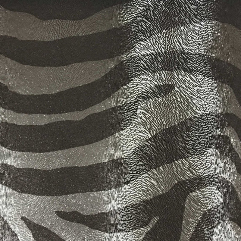 Wild-Chester Zebra Print Vinyl Fabric, Charcoal