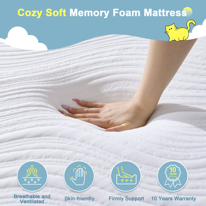 Medium Feeling Gel Memory Foam Mattress, Fibreglass Free, Breathable Knit Cover, Motion Isolation, Mattress in a Box, 18cm