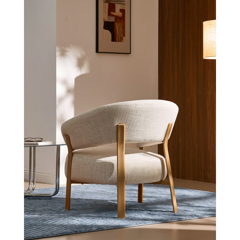 Upholstered Fabric Armchair, White