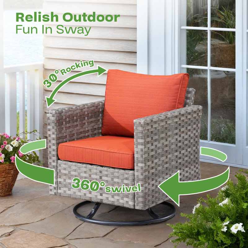 Ensemble de 2 chaises d'extérieur avec coussins Baili, Orange-rouge
